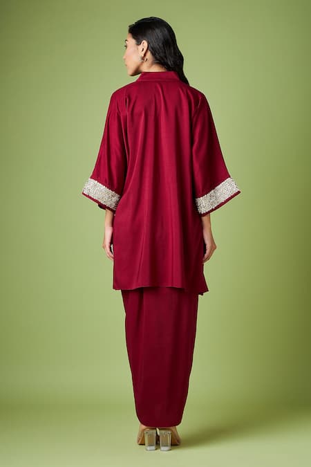 Aakaar Sequin Embellished Tunic & Draped Skirt Set 