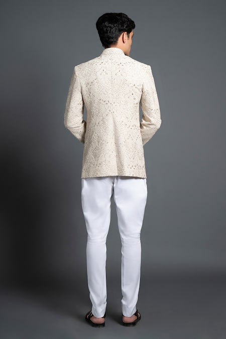 Raghavendra Rathore Jodhpur Silk Embroidered Bandhgala 