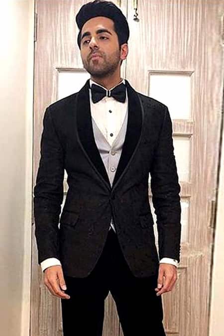 Shop Rohit Gandhi + Rahul Khanna Black Linen Shawl Collar Tuxedo And Pant Set at Aza Fashions Shop_Rohit Gandhi + Rahul Khanna_Black Linen Shawl Collar Tuxedo And Pant Set _at_Aza_Fashions