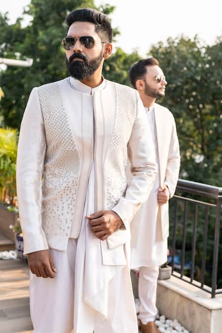 Decemberbyvivek Velvet Hand Embroidered Jacket Kurta Set 