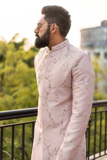 Decemberbyvivek Hand Embroidered Cutdana Work Sherwani Set 