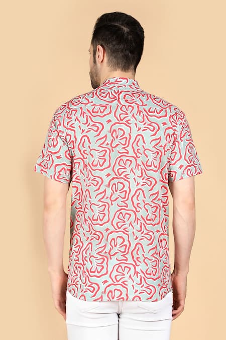 Shop THE COTTON STAPLE Green Cotton Abstract Pixar Print Shirt at Aza Fashions Shop_THE COTTON STAPLE_Green Cotton Abstract Pixar Print Shirt _at_Aza_Fashions