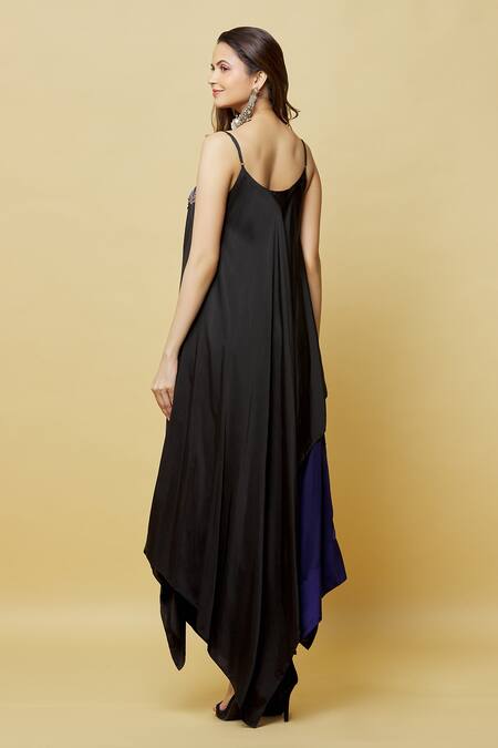 Shop Nupur Kanoi Black Satin Sequins Scoop Neck Scallop Neckline Top And Draped Pant Set at Aza Fashions Shop_Nupur Kanoi_Black Satin Sequins Scoop Neck Scallop Neckline Top And Draped Pant Set_at_Aza_Fashions