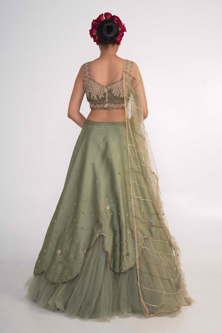 Merge Design Layered Lehenga Set 