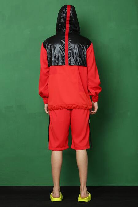 Shop I Am Trouble By KC Red Moss Crepe Jumper And Shorts Co-ord Set at Aza Fashions Shop_I Am Trouble By KC_Red Moss Crepe Jumper And Shorts Co-ord Set_at_Aza_Fashions