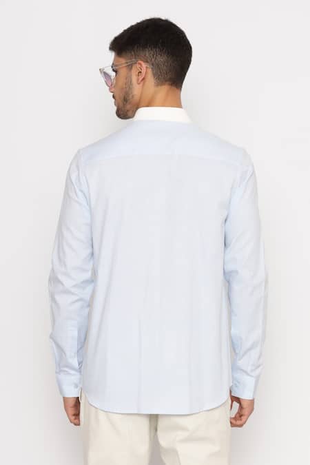 Buy Blue 100% Cotton Colorblock Shirt For Men by Lacquer Embassy Online at  Aza Fashions.