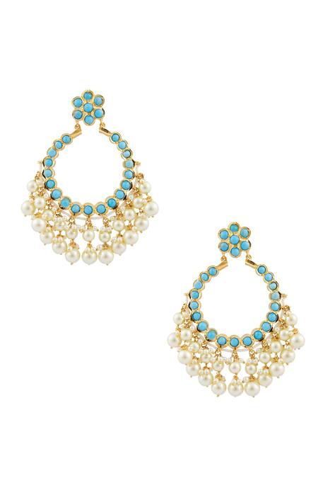 Kiara_Gold Plated Crystals, Stones Kundan Embellished Chandbalis_at_Aza_Fashions