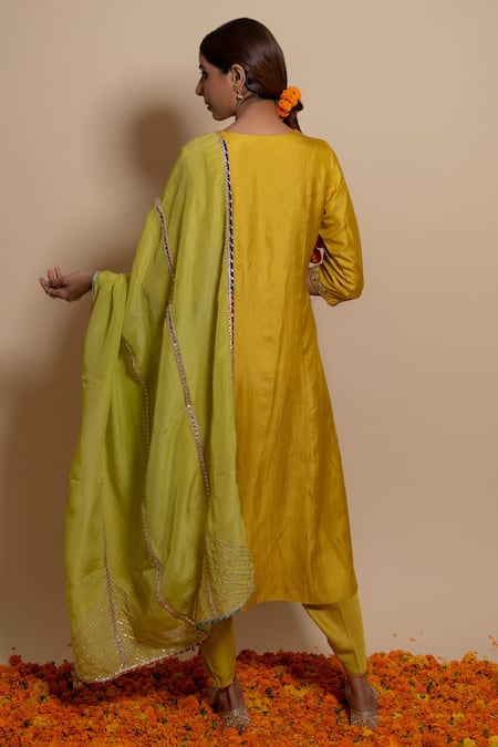 Kalakari By Akanksha Silk Gota Embroidered Kurta Set 
