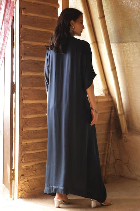 Raiman Embroidered Smocked Kaftan Dress 