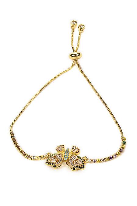 Shop The Jewel Factor Multi Color Crystals Butterfly Charm Bracelet at Aza Fashions Shop_The Jewel Factor_Multi Color Crystals Butterfly Charm Bracelet_at_Aza_Fashions