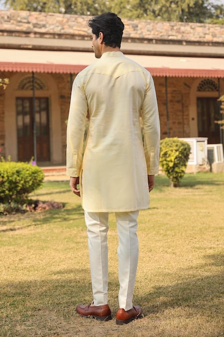 Raw & Rustic By Niti Bothra Lucknowi Embroidered Yellow Kurta 