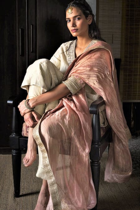 Shorshe Clothing Chanderi Silk Hand Embroidered Dupatta