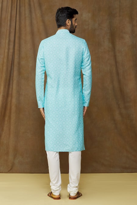 Shop Arihant Rai Sinha Green Cotton Printed Straight Kurta at Aza Fashions Shop_Arihant Rai Sinha_Green Cotton Printed Straight Kurta _at_Aza_Fashions