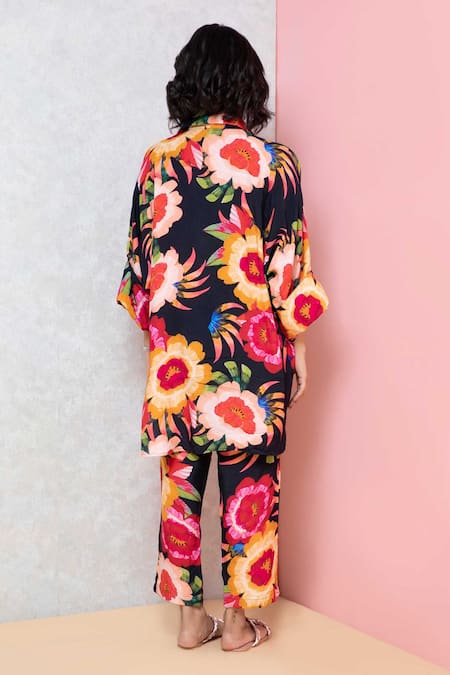 Rhe-Ana Vibrant Floral Print Shirt & Pant Co-ord Set 