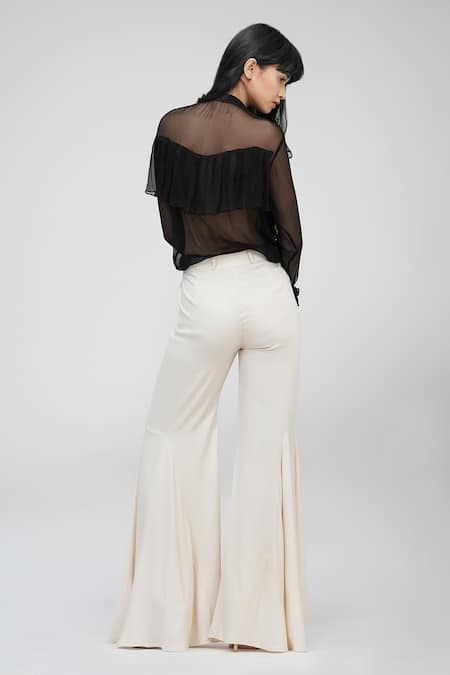 Shop Shruti S Black Chiffon Bandeau Neck Layered Ruffle Shirt at Aza Fashions Shop_Shruti S_Black Chiffon Bandeau Neck Layered Ruffle Shirt _at_Aza_Fashions