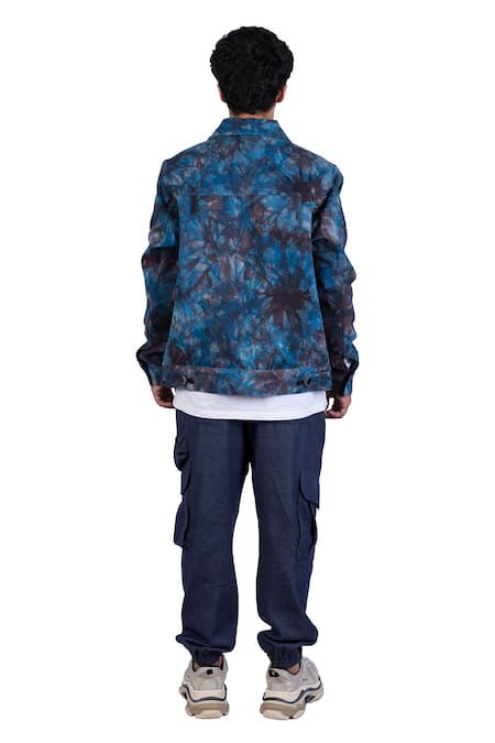 Shop_Theorem_Blue Cotton, Denim Tie Dye Jacket _at_Aza_Fashions