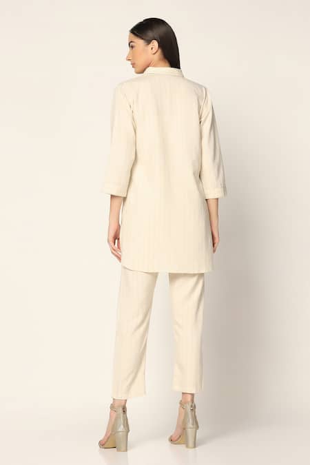 Two Sisters By Gyans Thread Embroidered Shirt & Pant Set 