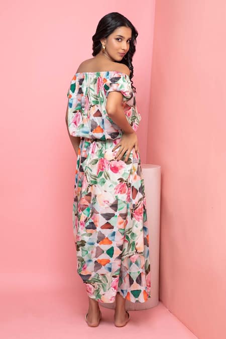 Rhe-Ana Pastel Floral Print Top & Skirt Co-ord Set 