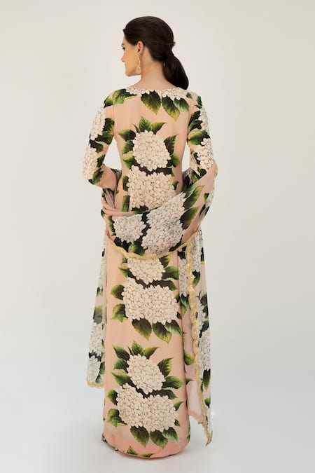 Sanam Simone Floral Pattern Long Kurta With Dupatta 