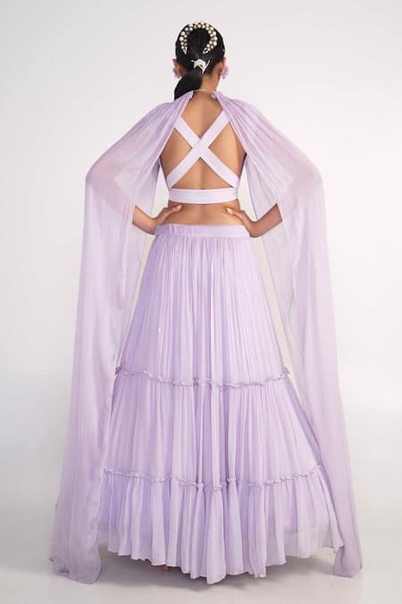 Merge Design Ring Cape Lehenga Set 