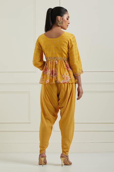 Label Nitisha Floral Print Peplum Jacket & Dhoti Pant Set 