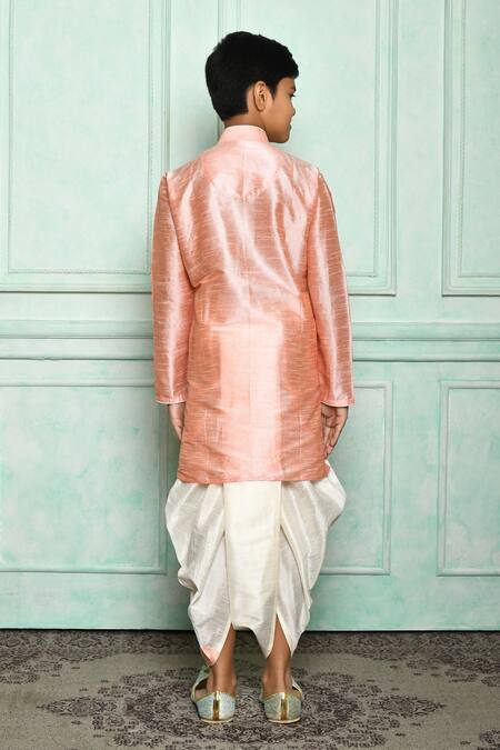 Buy Cream Colored Solid Art Silk Stitched Dhoti Pants With Shawl -  Tattva.Life