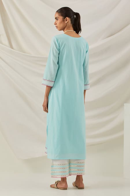 The Indian Cause Placed Embroidered Butti Kurta Palazzo Set 
