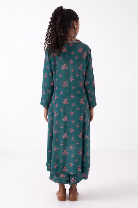 Label Shreya Sharma Flower Print Kurta & Flared Pant Set 