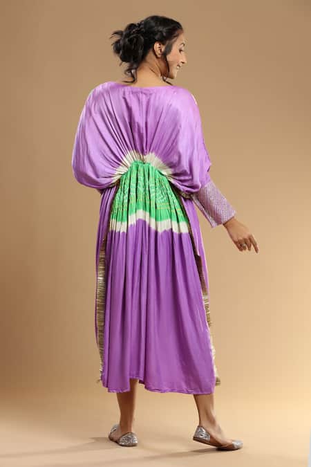 Etasha By Asha Jain Color Block Bandhani Pattern Kaftan 