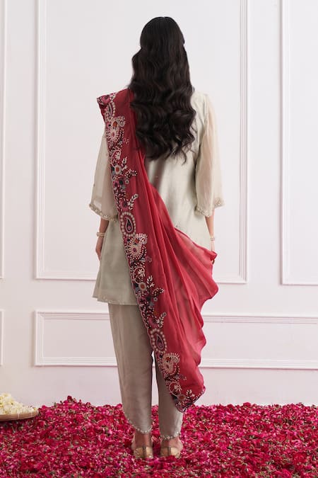 Shop Shipraa Grover Green Chanderi, Organza Zari, Embroidery Myra Embellished Kurta And Dhoti Pant Set at Aza Fashions Shop_Shipraa Grover_Green Chanderi, Organza Zari, Embroidery Myra Embellished Kurta And Dhoti Pant Set _at_Aza_Fashions