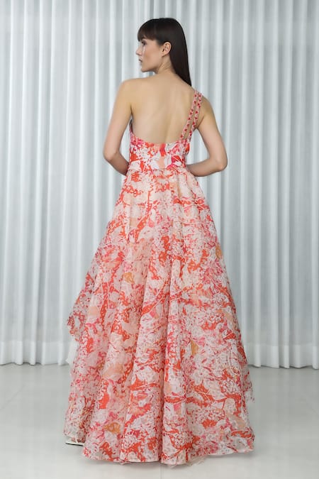 Mandira Wirk Maple Leaves Print Dress 