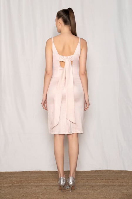 Shop_Amrta By Guneet Kondal_Pink Cotton, Silk, Viscose Pearls, Sequins Sleeveless Floral Embroidered Dress _at_Aza_Fashions