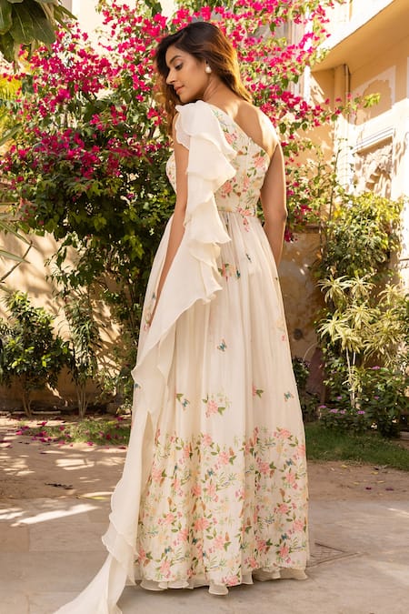 Shop Suruchi Parakh White Georgette, Crepe Cut Work, Sequins, Embroidery Top And Flared Pant Set at Aza Fashions Shop_Suruchi Parakh_White Georgette, Crepe Cut Work, Sequins, Embroidery Top And Flared Pant Set _at_Aza_Fashions