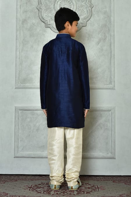 Petite Pomme Contrast Half Button Placket Kurta 
