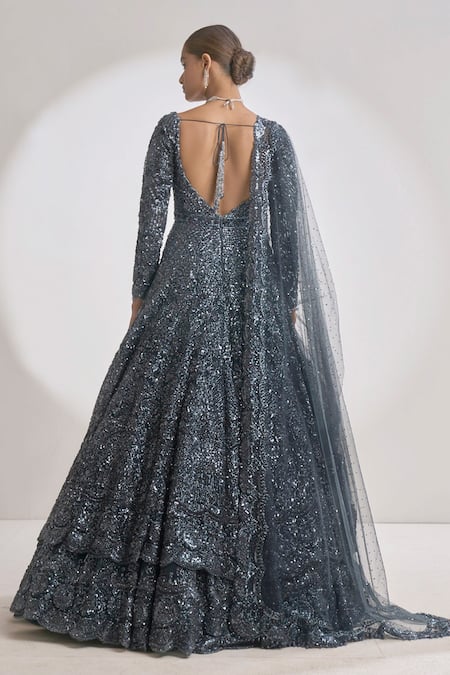 Seema Gujral Floral Embroidered Jacket Lehenga Set 