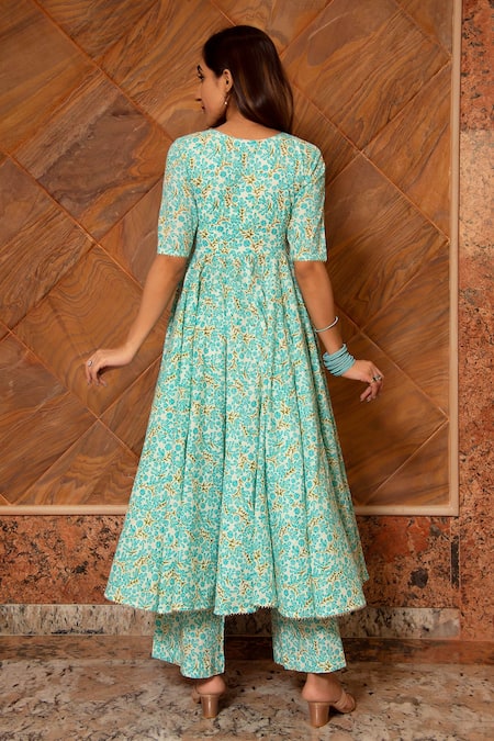 Pomcha Jaipur Noor Cotton Printed Anarkali Set 