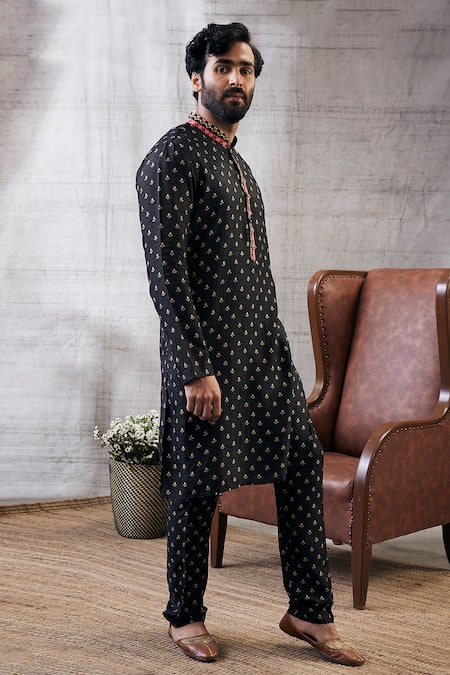 Soup By Sougat Paul Zahra Malaysian Silk Motif Print Kurta With Pant