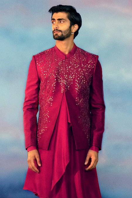 Rohit Gandhi + Rahul Khanna Canyon Floral Embellished Bandhgala Kurta Set 