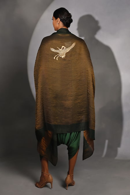 Jyoti Sachdev Iyer Pashmina Open Front Cape & Jumpsuit Set 