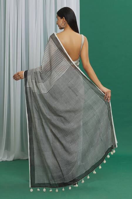 Shop Banana Labs Black Cotton Printed Hand Block Handcrafted Saree at Aza Fashions Shop_Banana Labs_Black Cotton Printed Hand Block Handcrafted Saree_at_Aza_Fashions