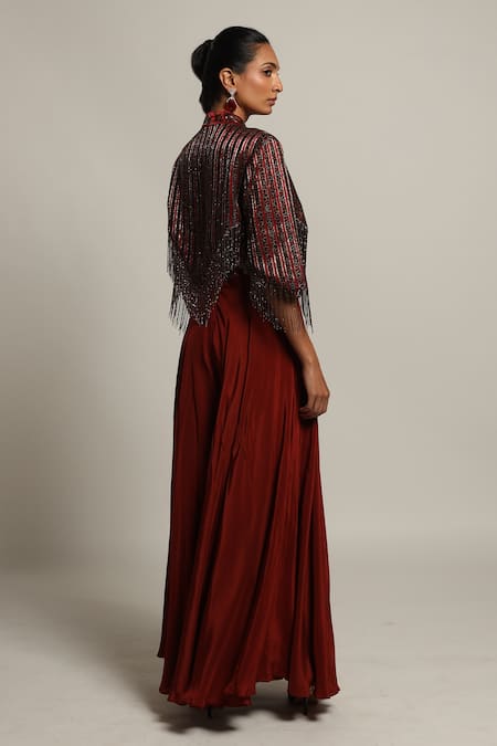 Sejal Kamdar Cutdana Embroidered Jumpsuit With Cropped Jacket 