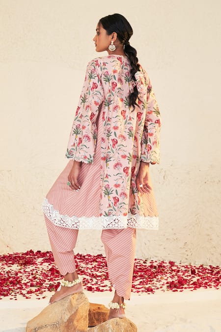 Sage Saga Mahgul Printed Kalidar Kurta Salwar Set For Kids