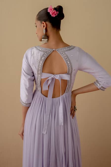 Mint Blush Border Embroidered Anarkali With Dupatta 