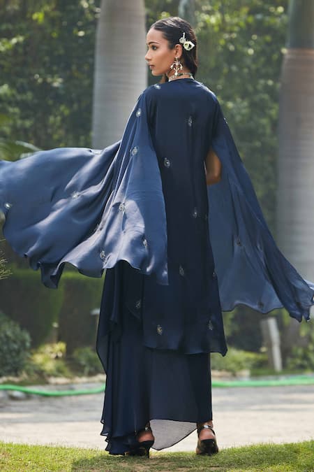 Bohame Nermin Cutdana Embellished Cape Skirt Set 