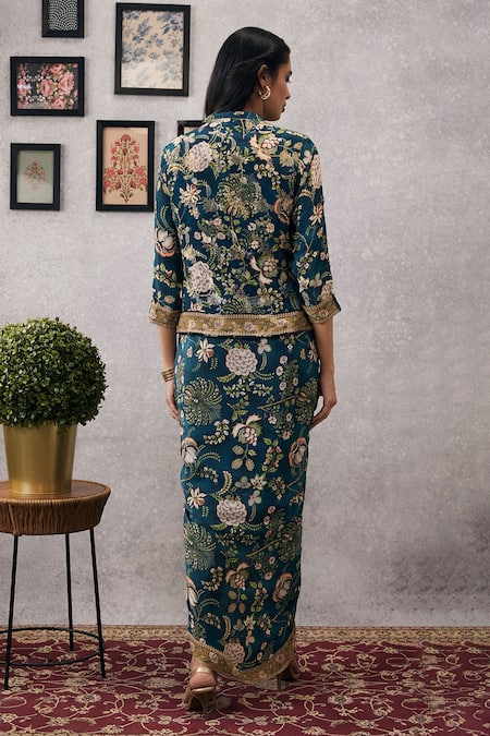 Soup By Sougat Paul Mehr Floral Print Dress With Jacket 