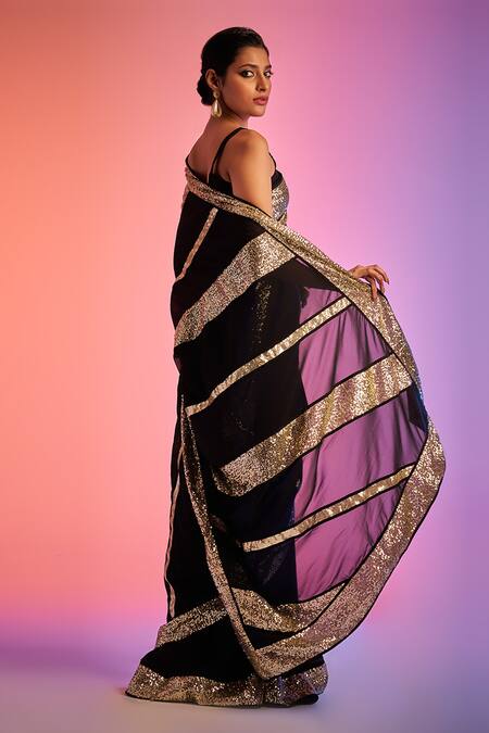 Shop Gulabo By Abu Sandeep Black Sequin Embroidered Saree at Aza Fashions Shop_Gulabo By Abu Sandeep_Black Sequin Embroidered Saree _at_Aza_Fashions