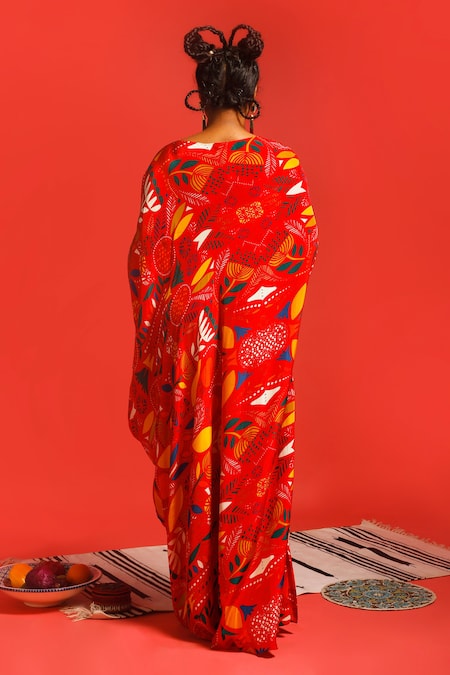 Label Shristi Chetani Digital Print Side-Draped Gown 