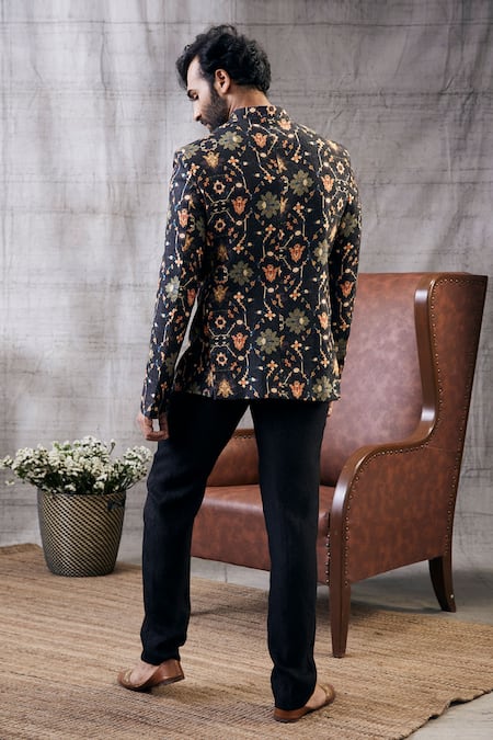 Soup By Sougat Paul Zahra Geometric Print Bandhgala & Kurta Set