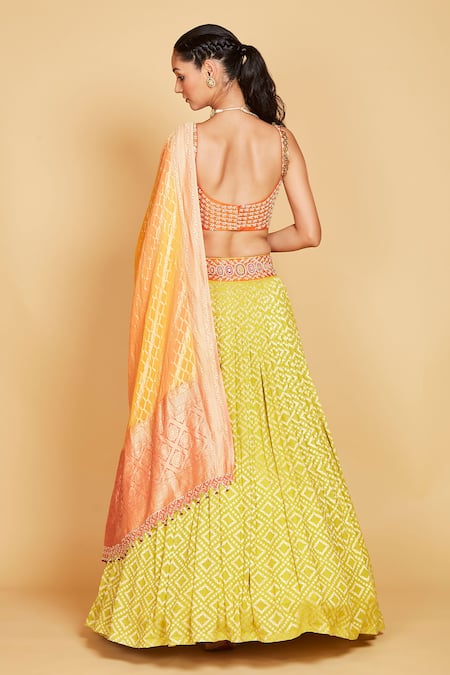 Amrin Khan Banarasi Diamond Pattern Lehenga Set 