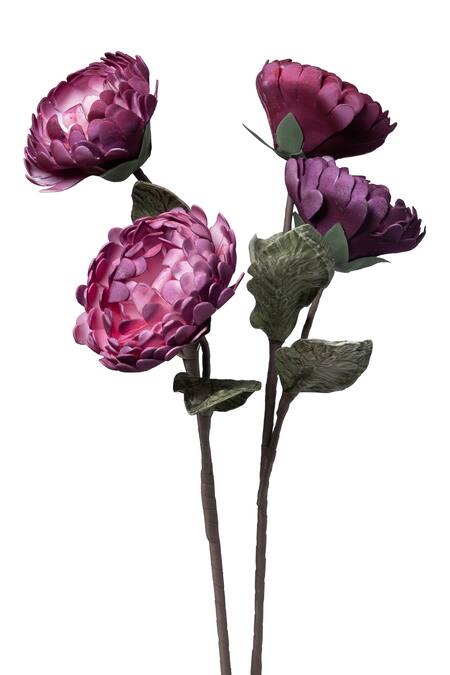 Shop H2h Purple Foam Flowers, Leaves And Plastic Chrysanthemum Artificial - Set Of 2 at Aza Fashions Shop_H2h_Purple Foam Flowers, Leaves And Plastic Chrysanthemum Artificial - Set Of 2_at_Aza_Fashions
